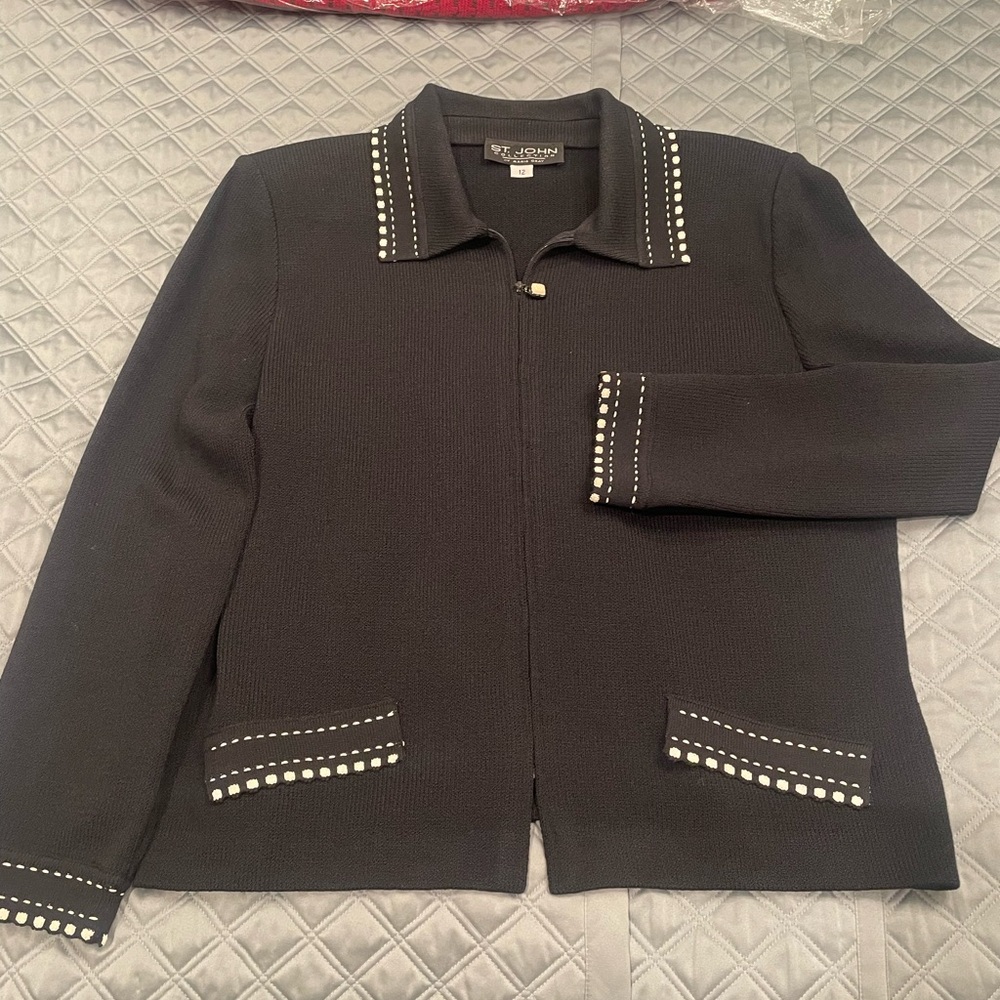 Black and white women’s St John jacket, size 12